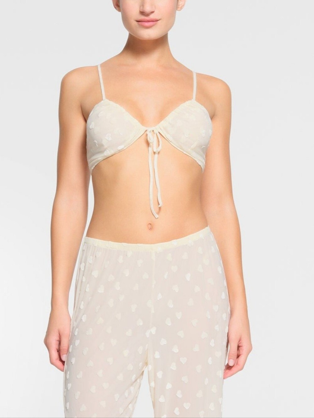 SKIMS Sheer Velvet Tie-Front Bralette in Marble